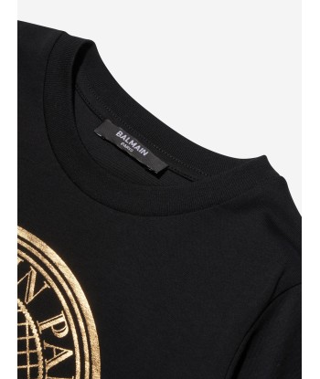 Balmain Boys Logo Print T-Shirt in Black Fin de série