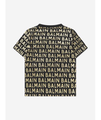 Balmain Boys Logo Print T-Shirt in Black de l' environnement