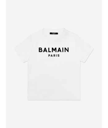 Balmain Boys Logo T-Shirt in White commande en ligne