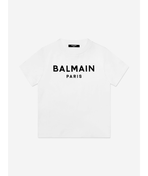 Balmain Boys Logo T-Shirt in White commande en ligne