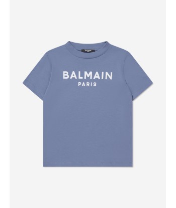 Balmain Boys Logo T-Shirt in Blue livraison gratuite