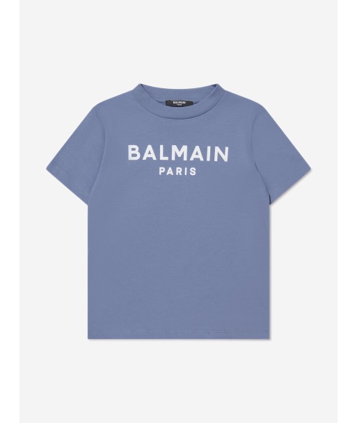 Balmain Boys Logo T-Shirt in Blue livraison gratuite