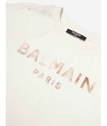 Balmain Girls Logo T-Shirt in Ivory le concept de la Pate a emporter 