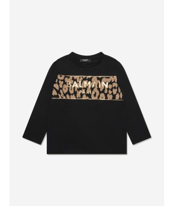 Balmain Girls Long Sleeve T-Shirt in Black de l' environnement