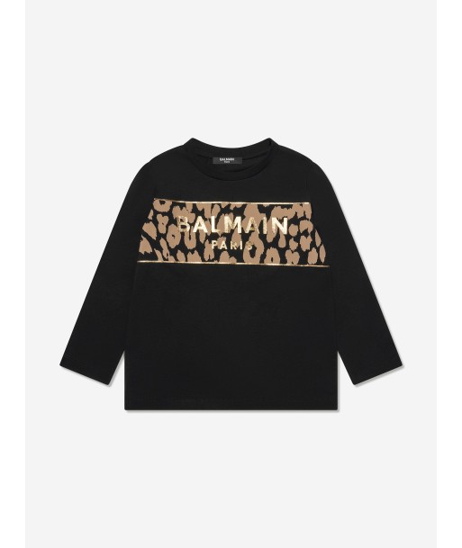 Balmain Girls Long Sleeve T-Shirt in Black de l' environnement