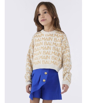 Balmain Girls Logo Jumper in Ivory outlet