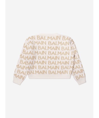 Balmain Girls Logo Jumper in Ivory outlet