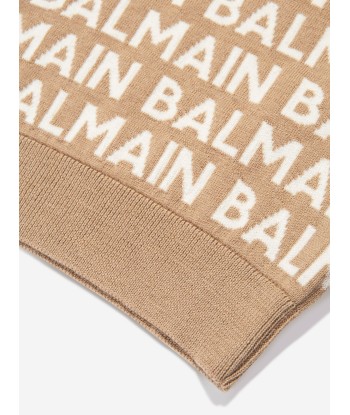 Balmain Boys Wool Mix Knit Jumper in Brown store