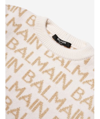 Balmain Girls Logo Jumper in Ivory outlet