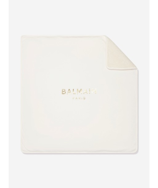 Balmain Baby Logo Blanket in Ivory en ligne