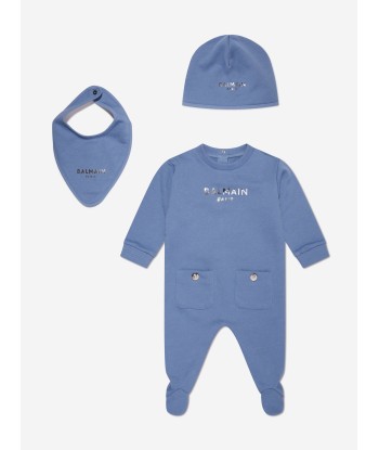 Balmain Baby Boys Babygrow Gift Set in Blue brillant des détails fins