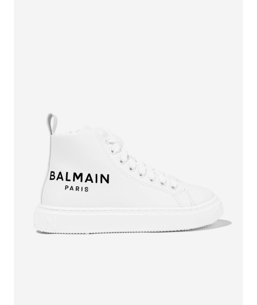 Balmain Kids Logo High Top Trainers in White Par le système avancé 