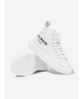 Balmain Kids Logo High Top Trainers in White Par le système avancé 