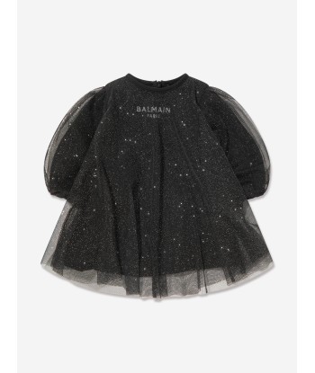 Balmain Baby Girls Tulle Layered Dress in Black de pas cher