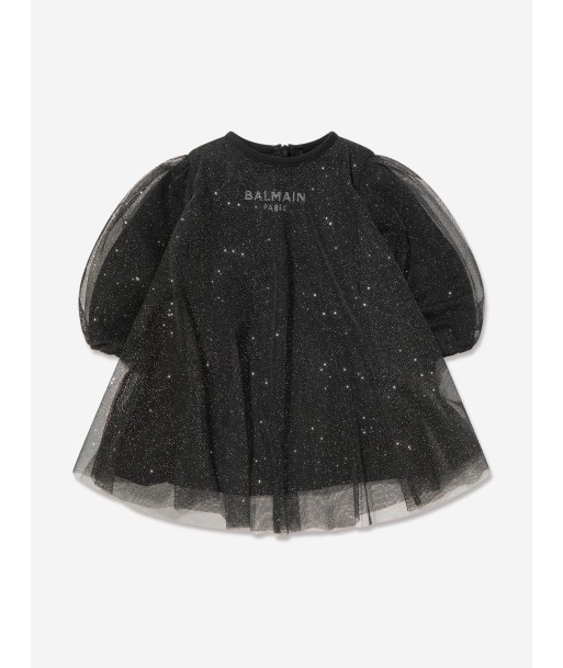 Balmain Baby Girls Tulle Layered Dress in Black de pas cher