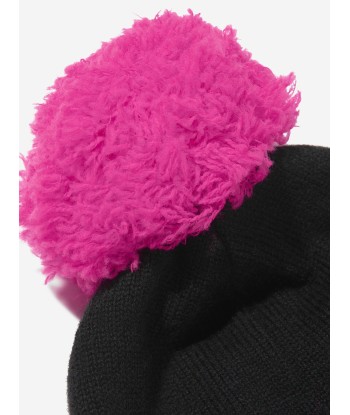 Balmain Girls Knitted Beanie Hat in Black chez Cornerstreet bien 