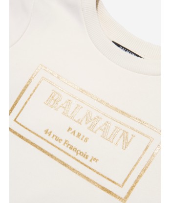 Balmain Girls Logo Sweater Dress in Ivory meilleur choix