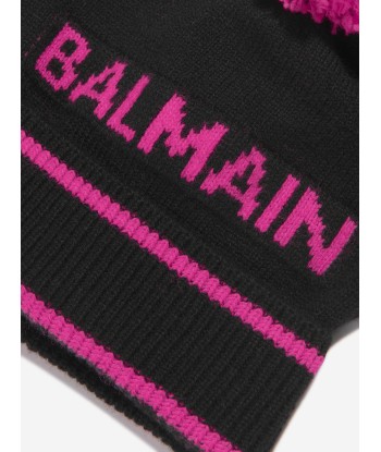 Balmain Girls Knitted Beanie Hat in Black chez Cornerstreet bien 