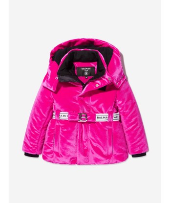 Balmain Girls Branded Ski Jacket in Pink Paris Déstockage Promo