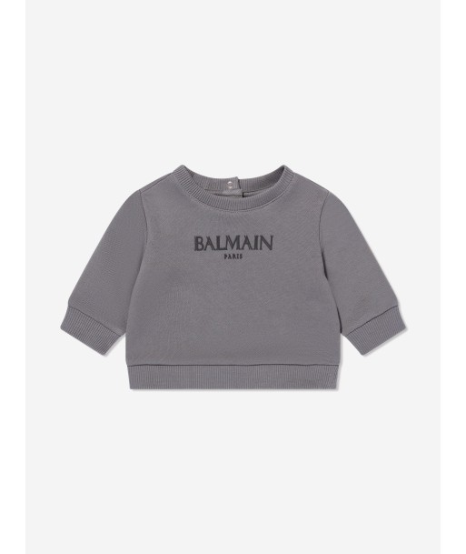 Balmain Baby Boys Logo Sweatshirt in Grey la chaussure