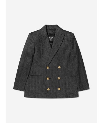 Balmain Boys Double Breasted Blazer in Black votre