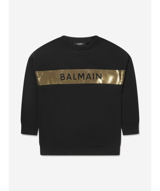 Balmain Kids Logo Sweatshirt in Black Comparez et commandez 