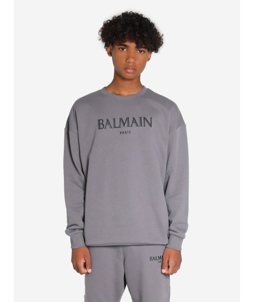 Balmain Boys Logo Sweatshirt in Grey les muscles