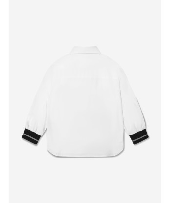 Balmain Boys Logo Print Shirt in White Venez acheter