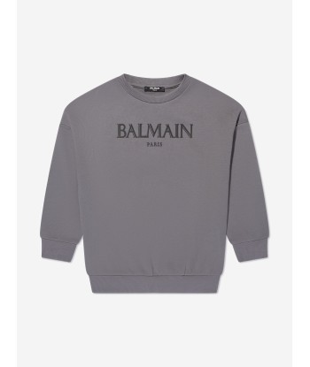 Balmain Boys Logo Sweatshirt in Grey les muscles