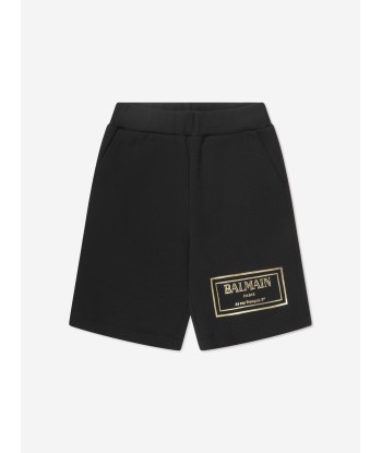 Balmain Boys Logo Print Shorts in Black de technologie