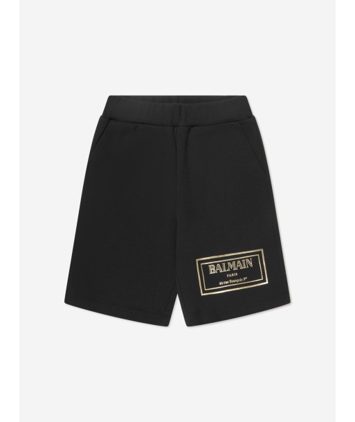 Balmain Boys Logo Print Shorts in Black de technologie