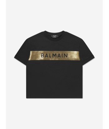 Balmain Boys Logo Print T-Shirt in Black livraison gratuite