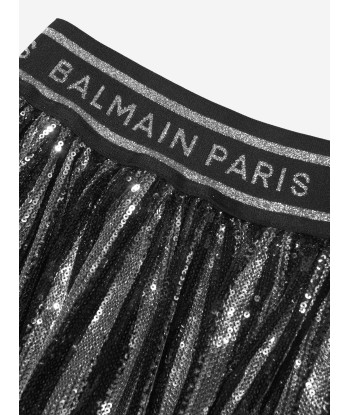 Balmain Girls Pleated Skirt in Silver chez Cornerstreet bien 