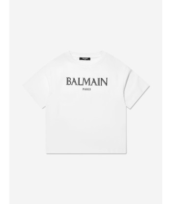 Balmain Boys Logo Print T-Shirt in White sélection de produits