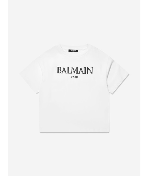 Balmain Boys Logo Print T-Shirt in White sélection de produits