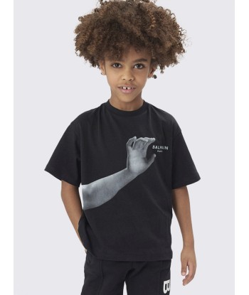 Balmain Boys Graphic Print T-Shirt in Black en ligne des produits 