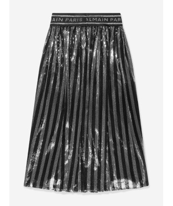 Balmain Girls Pleated Skirt in Silver chez Cornerstreet bien 