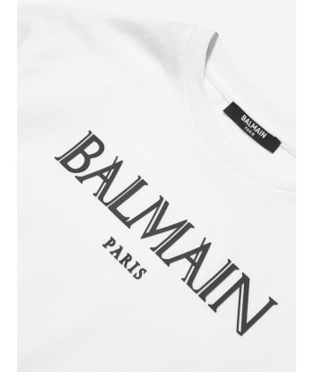 Balmain Boys Logo Print T-Shirt in White sélection de produits