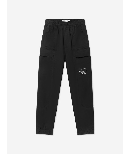 Calvin Klein Boys Sateen Cargo Joggers in Black de pas cher