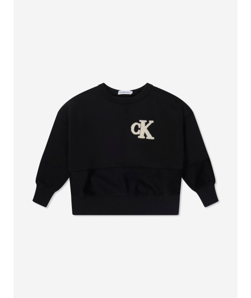 Calvin Klein Boys Towelling Mono Sweatshirt in Black Découvrez la collection