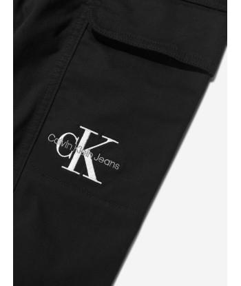 Calvin Klein Boys Sateen Cargo Joggers in Black de pas cher