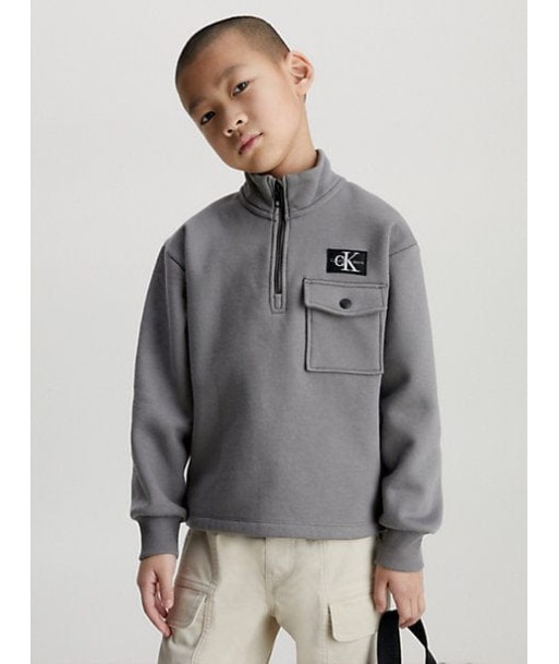 Calvin Klein Boys Half Zip Fleece Popover in Grey la chaussure