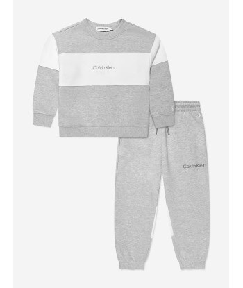 Calvin Klein Boys Colourblock Tracksuit in Grey sur le site 