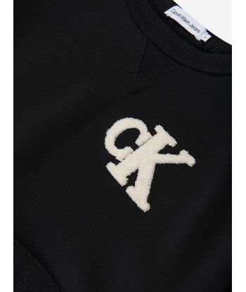 Calvin Klein Boys Towelling Mono Sweatshirt in Black Découvrez la collection