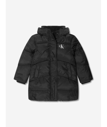 Calvin Klein Girls Ck Long Puffer Coat in Black les ligaments