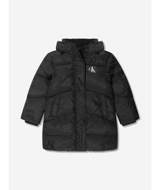 Calvin Klein Girls Ck Long Puffer Coat in Black les ligaments