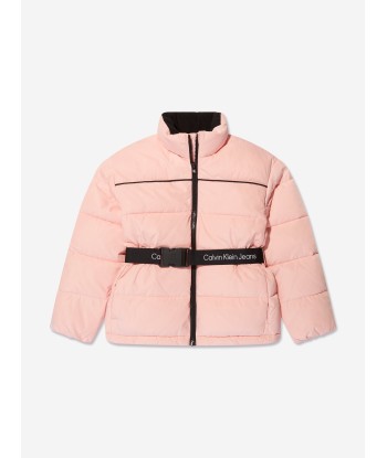 Calvin Klein Girls Logo Tape Belt Jacket in Pink Venez acheter