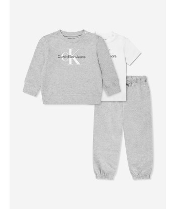 Calvin Klein Baby Monogram 3 Piece Gift Set in Grey Comment ça marche