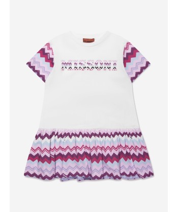 Missoni Girls Zigzag Jersey Dress in White acheter