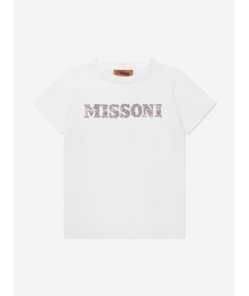 Missoni Girls Logo T-Shirt in White JUSQU'A -70%! 